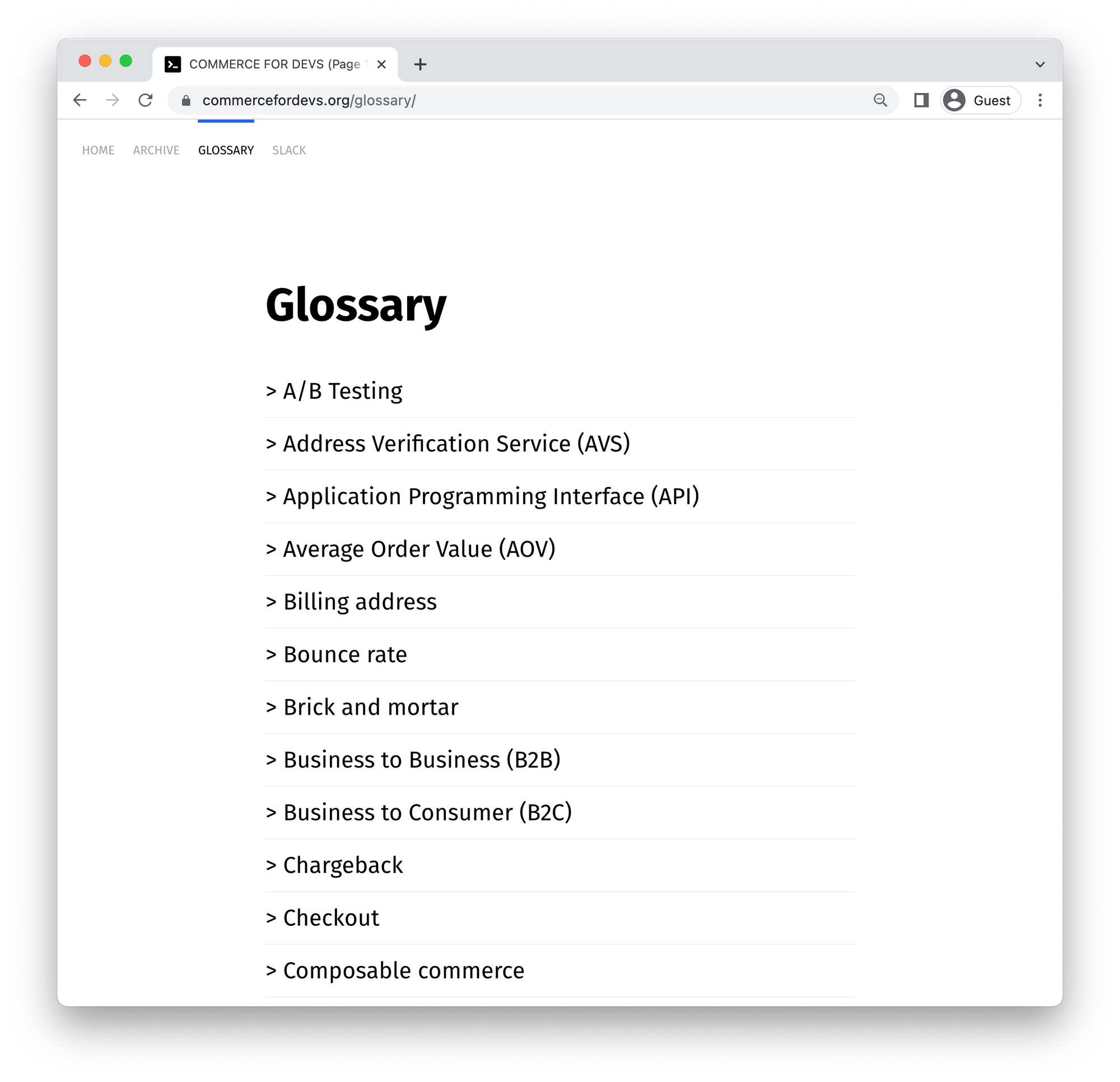AI-generated ecommerce glossary page.